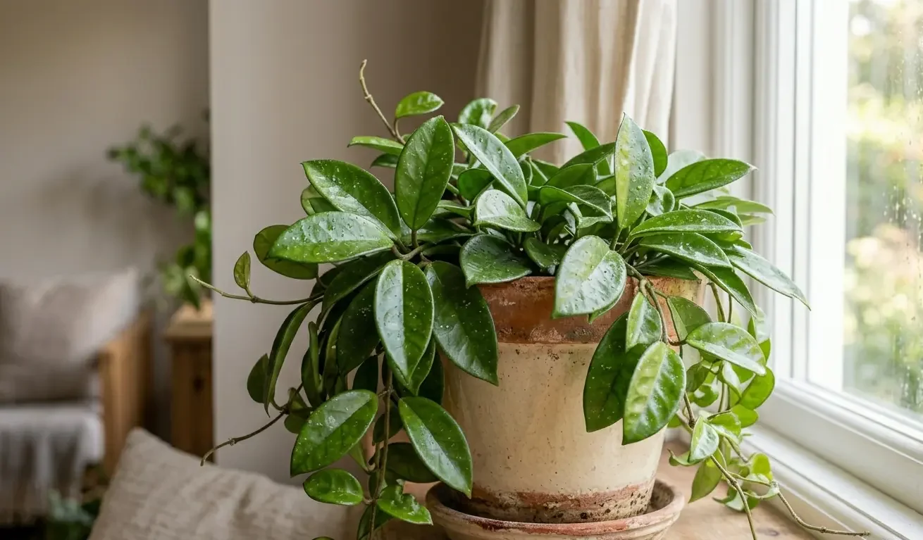 Hoya plant near a bright window in indirect light