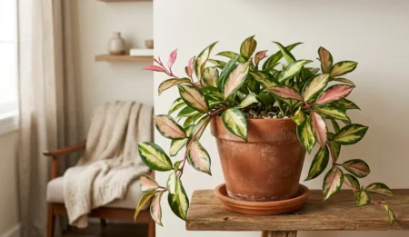 Hoya Krimson Princess with leaves variegated cream and pink in the center