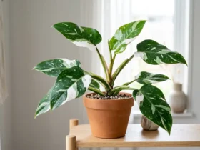 Philodendron White Princess with green leaves splashed with white variegation