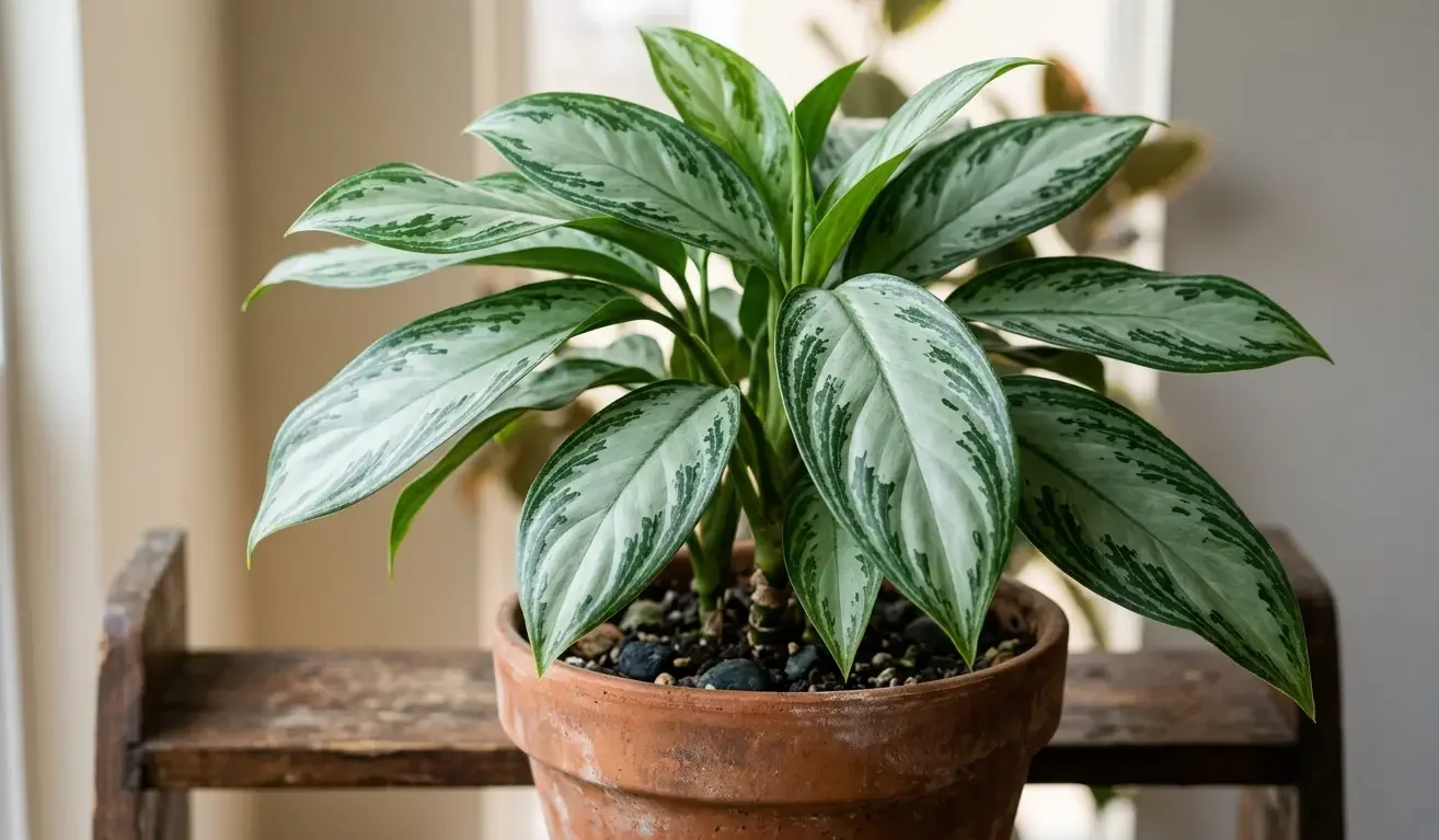 Aglaonema Silver Bay with silvery green leaves