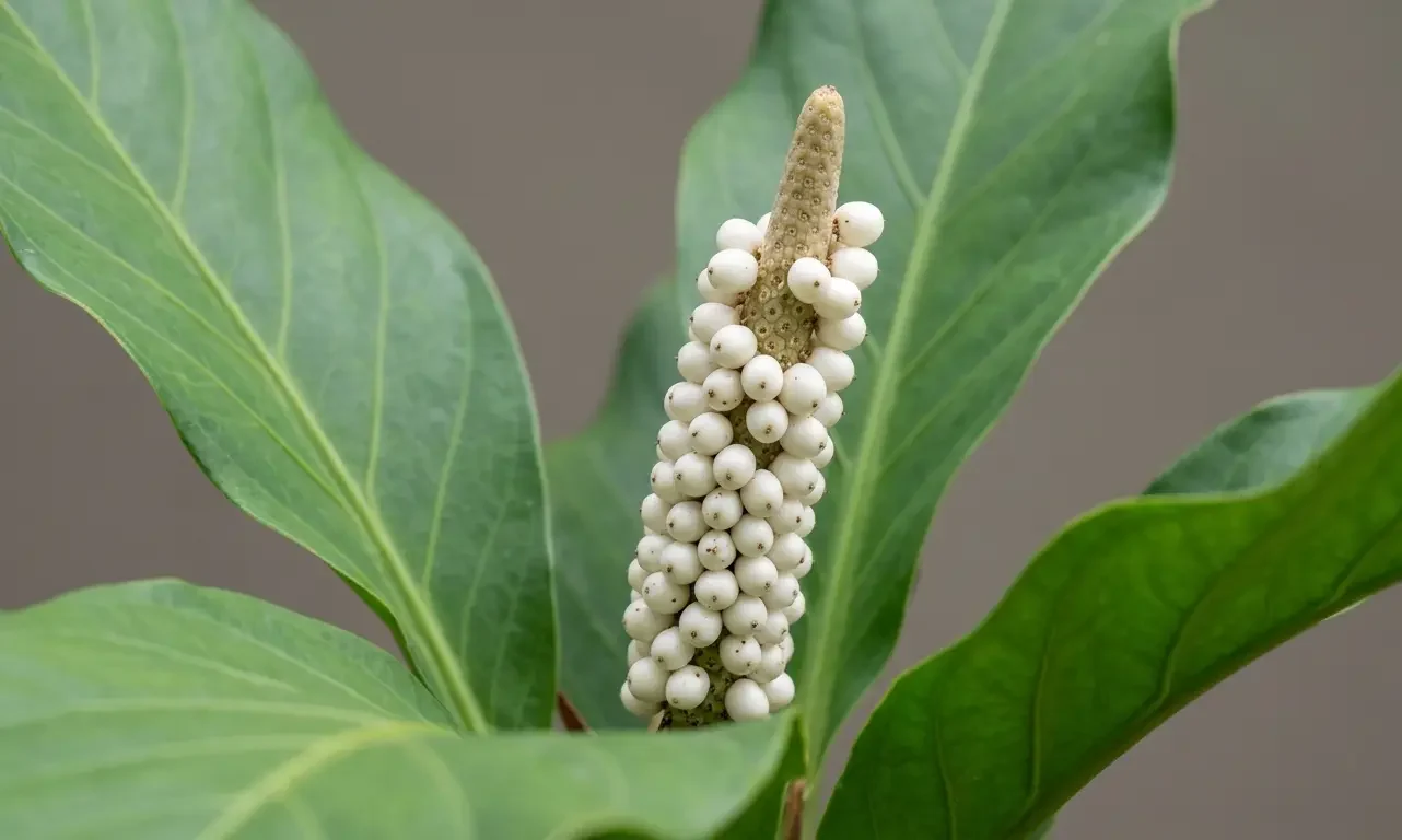 Anthurium hookeri spadix with white berries indicating a true species