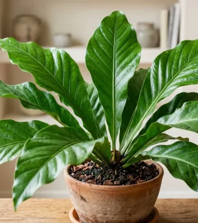 Anthurium hookeri Bird's Nest Anthurium with broad glossy green leaves in a rosette