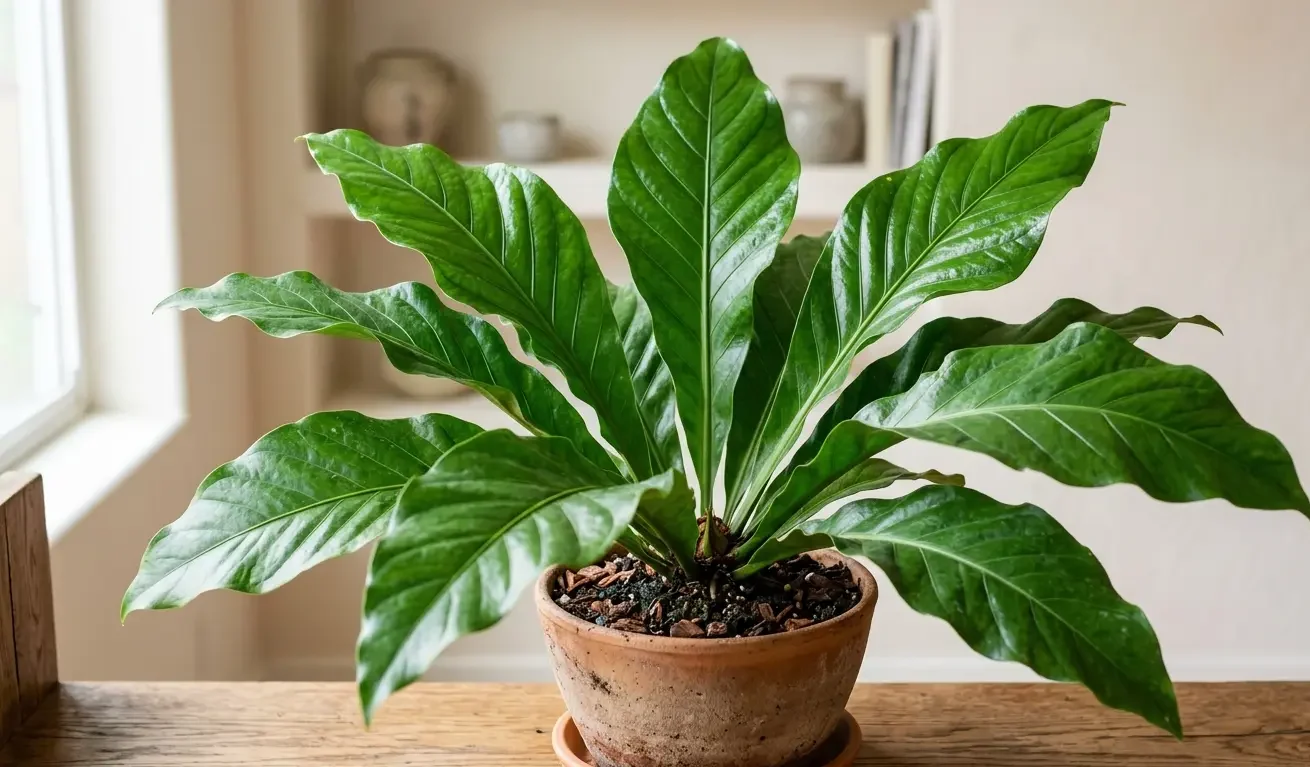 Anthurium hookeri Bird's Nest Anthurium with broad glossy green leaves in a rosette
