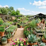 A bright open-air plant nursery full of plants in Austin, Texas