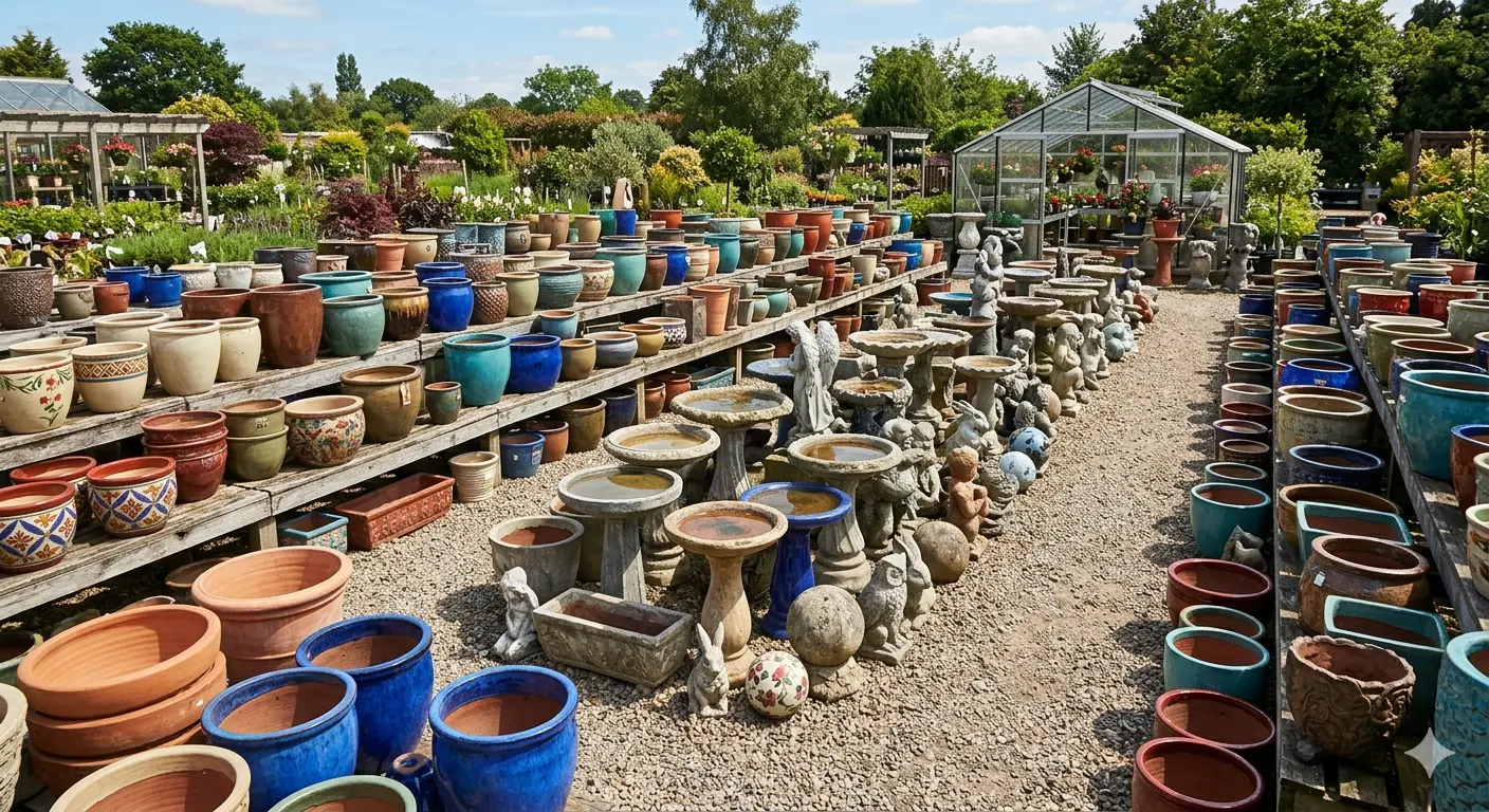 Large selection of decorative pots planters and garden decor