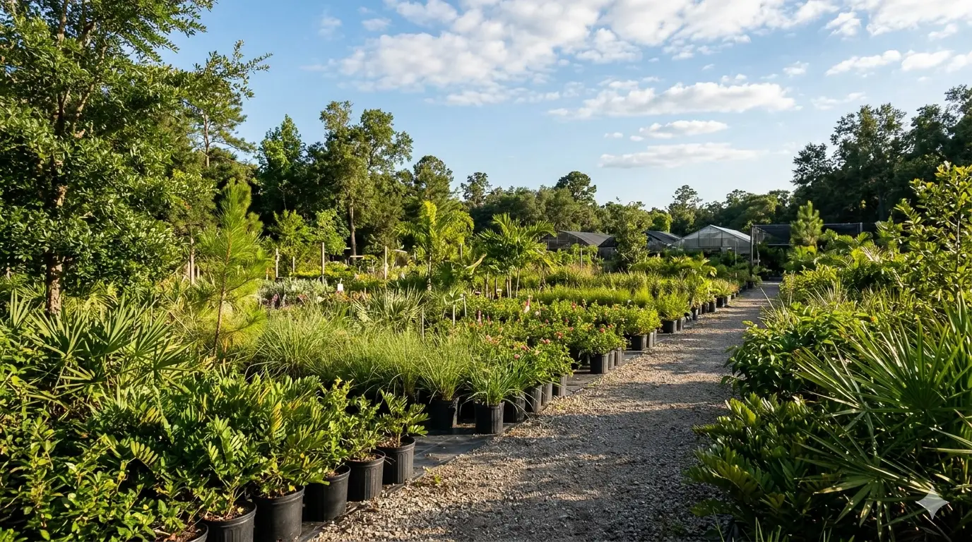 Florida native plants and shrubs at a local nursery in Jacksonville