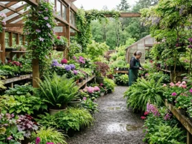 A lush green plant nursery full of plants in Portland, Oregon