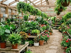 A bright garden center full of plants in Raleigh, North Carolina