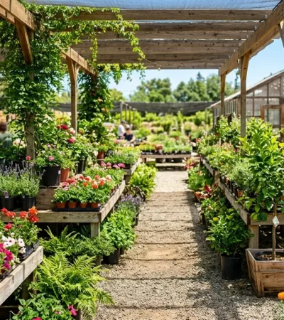 A bright garden center full of plants in Sacramento,
