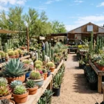 A desert plant nursery full of cacti and succulents in Tucson, Arizona